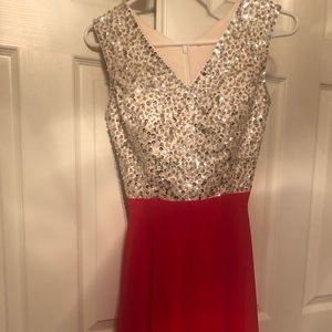 Never worn gorgeous red and silver dress!